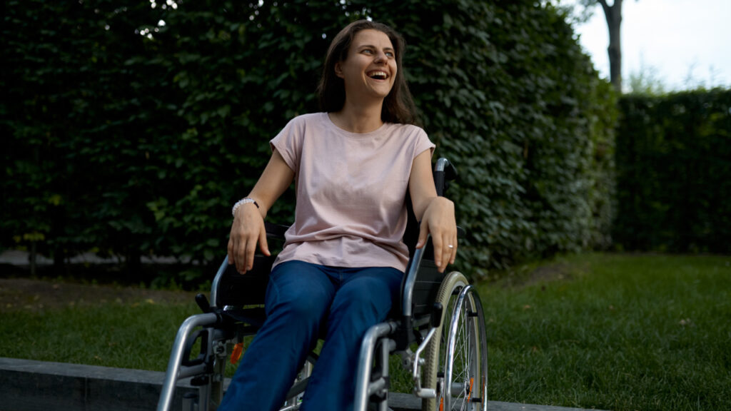 Lady in a wheelchair outdoors